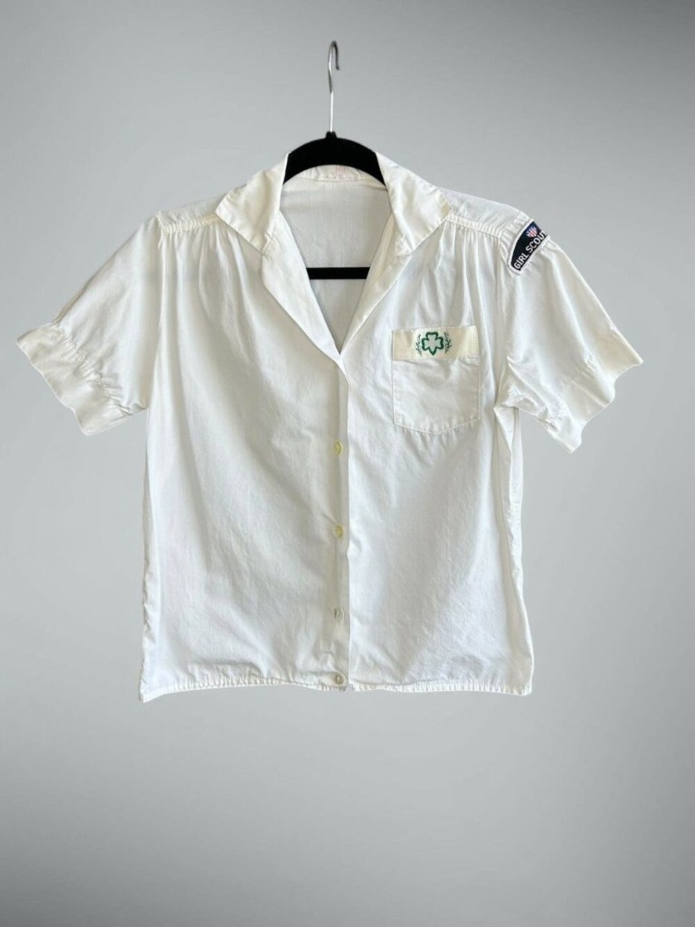 Vintage 50s 60s Girl Scout Uniform Cadette Brand Blouse with Patch